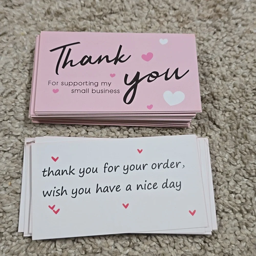 50pcs Elegant Thank You Cards for Small Business - High-Quality
